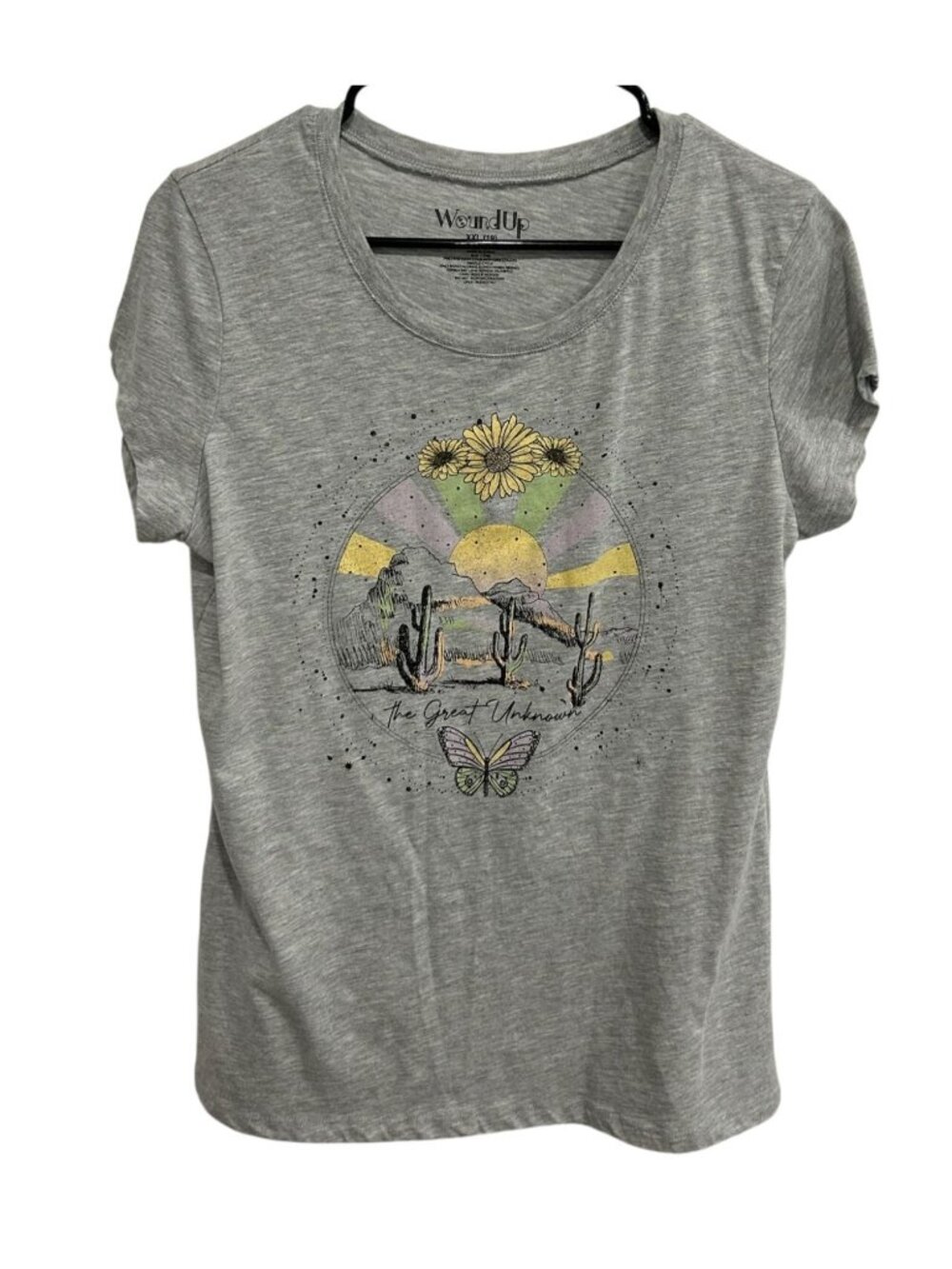 Wound Up XXL Gray Graphic Tee The Great Unknown Sunflowers Cottagecore Boho